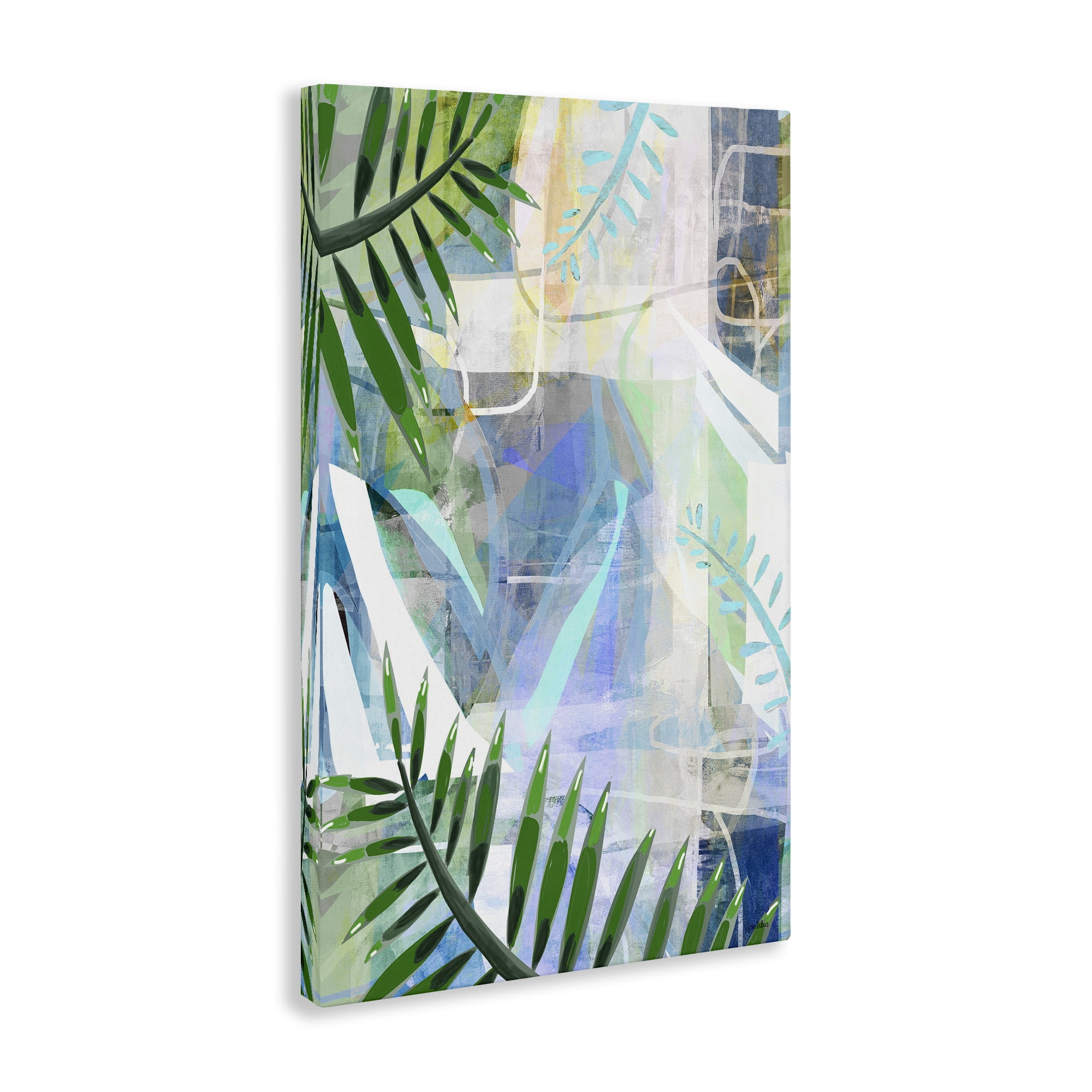 Stupell Industries Geometric Tropical Leaves Coastal Painting Gallery Wrapped Canvas Art Print Wall Art, 16 x 24
