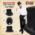 thumbnail image 3 of Nicky Bigs Novelties Adult Tall Black Felt Top Hat Formal Showman Party Novelty Halloween Accessory, Black, One Size, 3 of 6