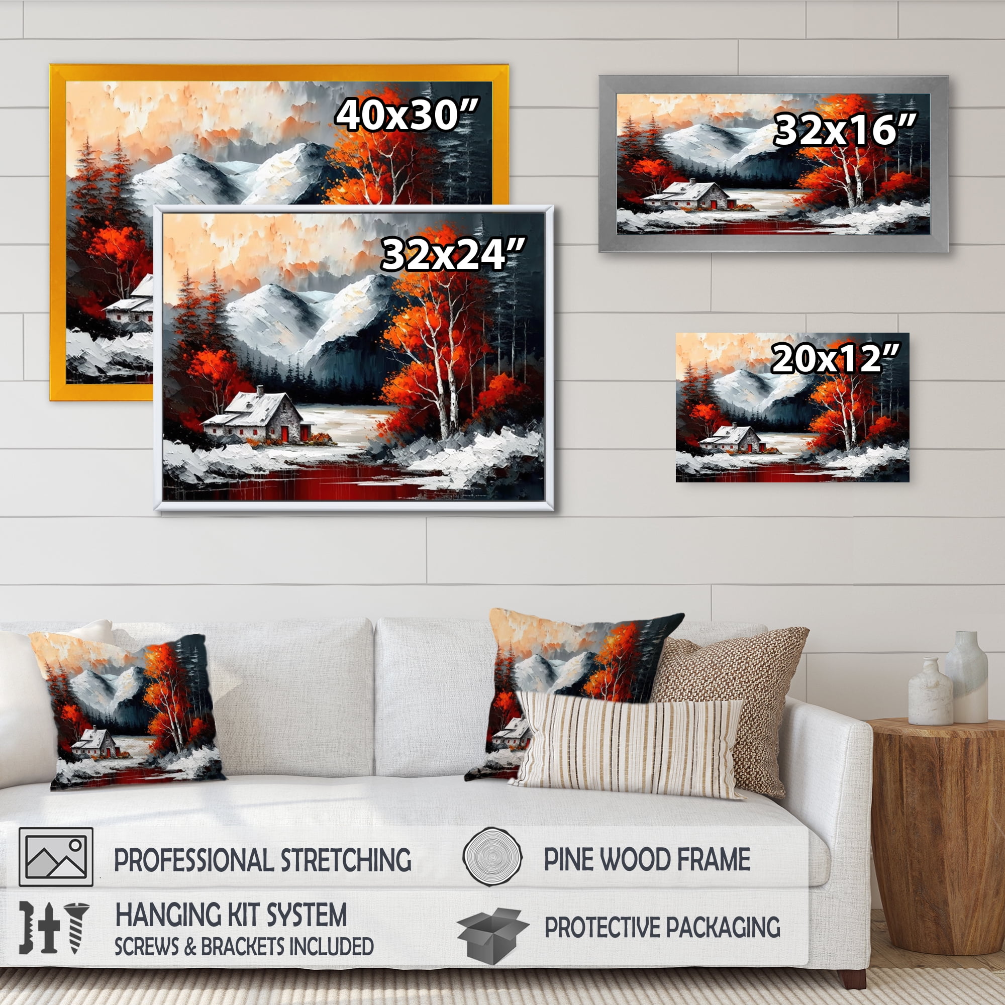 Designart Cabin In The Woods In Winter V Canvas Wall Art