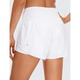 thumbnail image 2 of Shorts CRZ YOGA 2 en 1 para correr con abertura lateral, tiro alto, blanco, talla L, 2 of 4