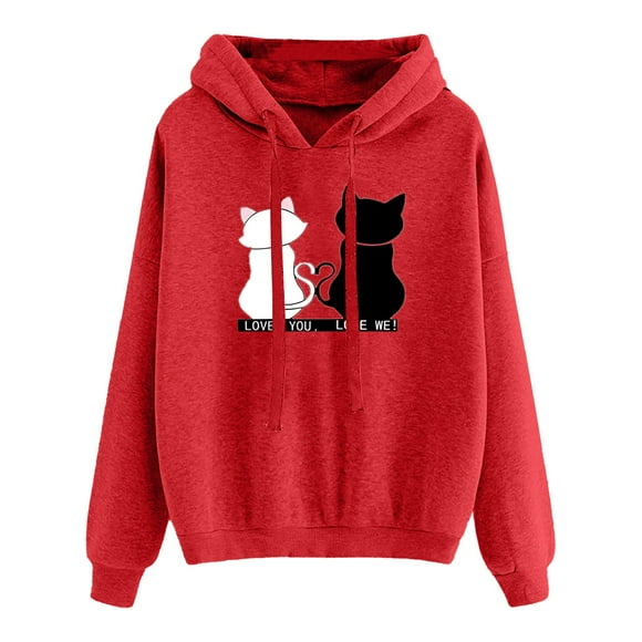 Women's Hoodies & Sweatshirts Women'S Autumn And Winter New Casual Print Long Sleeve Heart Pullover Hoodie, Women's Hoodies & Sweatshirts XXXL