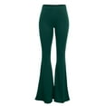thumbnail image 4 of gbyLJF Women's Stretchy Wide Leg High Waist Bell Bottom Flare Pants with Plus Size Solid Color Ladies Casual Pants Green L, 4 of 6