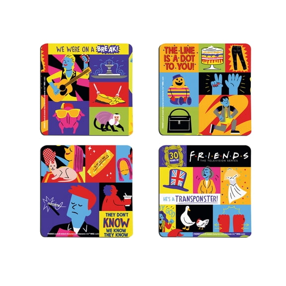 Friends: The Television Show 30th Anniversary (30 Years of Friends) Hardboard Coaster Set of Four CSTRHRD065