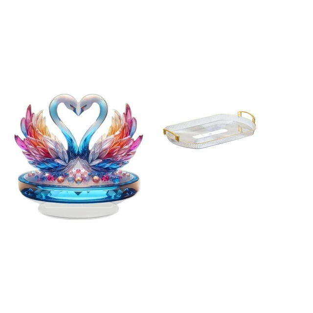 Estatua de escultura de cisne,Escultura de cisne para decoración del hogar Adorno de San Valentín,Bandeja de almacenamiento,Bandeja rectangular para servir,bandeja para postres y frutas de