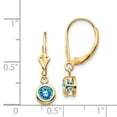 thumbnail image 5 of 14K Yellow Gold 5mm Blue Topaz Leverback Dangle Earrings, 5 of 5