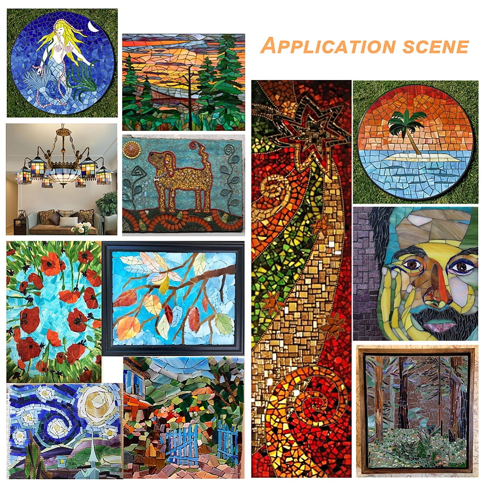 10pcs 10 Colors Stained Glass Sheets 3.9 x 3.9 Inch Square Large Cathedral Mosaic Glass Tiles Green Blue Variety Mosaic TilesDIY