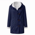 thumbnail image 3 of Women'S Fleece Collar Long Sleeve Hooded Button-Down Jacket with Pockets Blue & White XXL, 3 of 8