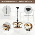 thumbnail image 3 of 5-Light Rustic Drum Chandelier,Wood Farmhouse Chandelier Light Fixture, Black Vintage Chandelier for Dining Room Entryway Foyer Kitchen Island Hallway (20 Inch), 3 of 8