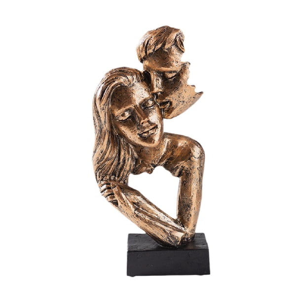 Escultura de pareja de arte abstracto, figura de amor, escultura de beso de pareja para sala de estar Color de latón