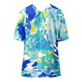 thumbnail image 5 of TSADFHJI T-Shirts Grande Taille pour Femmes, Mode Rétro Colorée, Col Rabattu, Manches Courtes, Bleu, 5 of 5