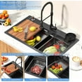 thumbnail image 5 of 26.7 x 17.7 Inch Black Kitchen Sink, Single Bowl Stainless Steel Drop In Workstation Sink with Spring Pull-Down Faucet, Cup Rinsing Tray, Soap Dispenser & Cutting Board, 5 of 6