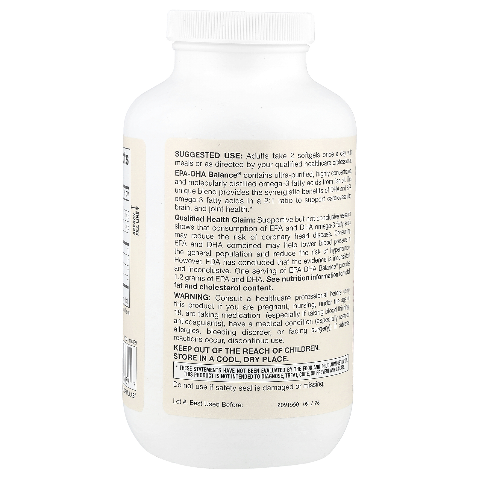 Jarrow Formulas EPA-DHA Balance Odorless, Supports Brain and Heart Health, 240 Softgels
