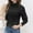 #Black, variant on Women's High Neck,Fashionable Long Sleeve Knitted Sweater,Sky Blue,Size M