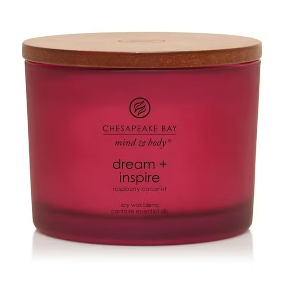 Chesapeake Bay Candles Mind & Body Collection - Dream & Inspire (Raspberry Coconut) Large 3-Wick Coffee Table Candle