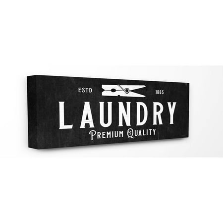 Premium Home Decor The Stupell Home Decor Collection Vintage Clothespin Premium Quality Laundry Sign with Chalkboard Texture Canvas Wall Art ()