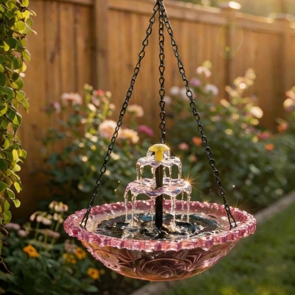 Solar Hanging Bird Bath Fountain, Outdoor Water Fountain, Solar Powered Hummingbird Bath for Garden Patio Yard