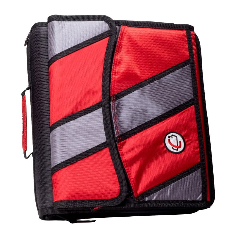 Case It Zipper Binder with Removable 5 Subject Folder, Red, D-901