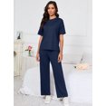 thumbnail image 6 of Chiclily Women's Loungewear Sets 2 Piece Pajama Sets Matching Outfits T-shirt Long Pants Lounge Set Sweatsuits, Navy Blue Large, 6 of 7