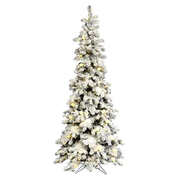 Vickerman 4' Flocked Kodiak Spruce Artificial Christmas Tree, Pure White LED Lights