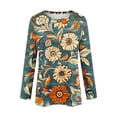 thumbnail image 6 of Yteetum Shirts for Women Long Sleeve Crewneck Floral Printed T Shirt Tops Casual Round Neck Loose Comfy Blouses Fall Winter Outfits, 6 of 8