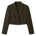 thumbnail image 4 of Guieoi Fall Blazer for Women Long Sleeve Cropped Notched Lapel Hidden Buttons Business Casual Office Jacket with Shoulder Pads And Lining Green S, 4 of 7