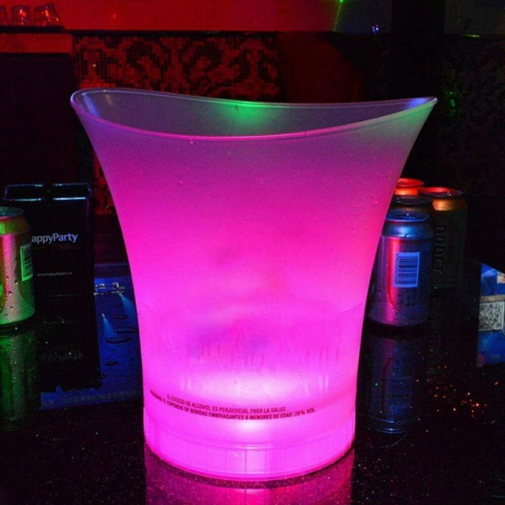 7 Colors LED Light Ice Bucket Champagne Wine Drink Beer Ice Cooler Bar Party 