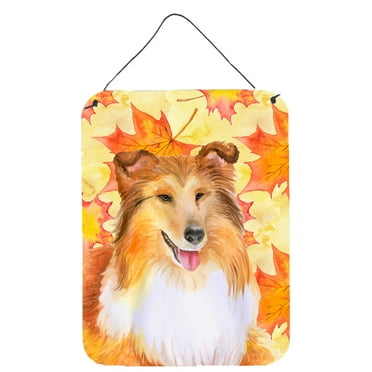 Carolines Treasures BB9981DS1216 Sheltie Fall Wall or Door Hanging Prints Yellow 12WX16H multicolor