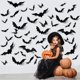 thumbnail image 2 of Decoración de Halloween en 3D, pegatina de pared de murciélago negro, 12/24/48 piezas, decoración de habitación de Bar, 2 of 4
