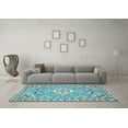 thumbnail image 3 of Ahgly Company Indoor Rectangle Medallion Light Blue Traditional Area Rugs, 5' x 7', 3 of 4