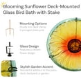 thumbnail image 4 of Sunnydaze Staked or Deck Mount Glass Outdoor Bird Bath Bowl, Blooming Sunflower, 4 of 10