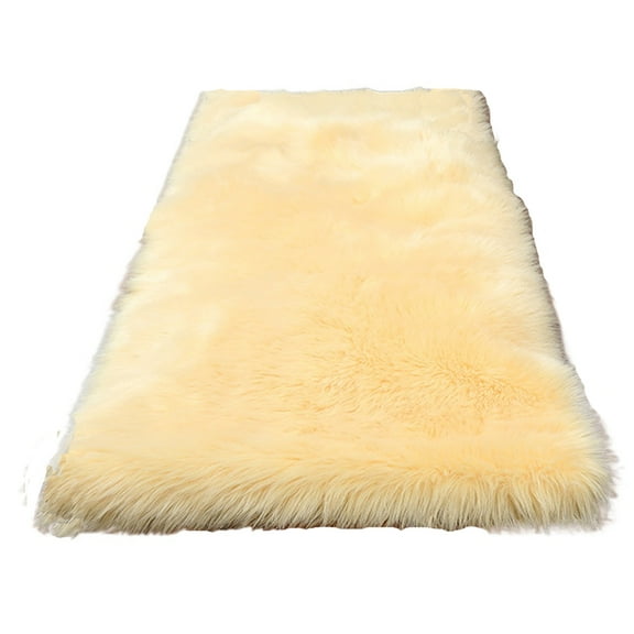 Soft Plush Fur Area Rug 2 x 4ft Shaggy Fluffy Beige Rugs Carpet for Bedroom Living Room Nursery Modern Decor Rectangular Floor Mat