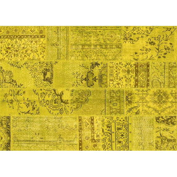 Ahgly Company Indoor Rectangle Patchwork Yellow Transitional Area Rugs, 5' x 7'