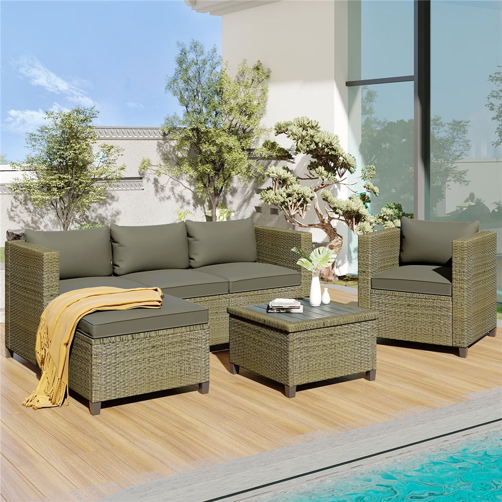Patio Furniture Sets, 5 Piece Outdoor Sectional Sofa Set with 3Seater