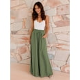 thumbnail image 5 of Womens Tie Waist Wide Leg Summer Pants with Drapery Casual Trousers Comfortable and Chic Wear Green M, 5 of 9