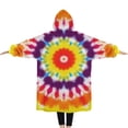 thumbnail image 2 of Oversized Wearable Blanket Hoodie,Tie Dye Rainbow Concentric Circles Pattern Sherpa Blanket Hoodie with Super Pockets,Super Warm Fuzzy Pullover for Women & Men, 2 of 6