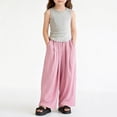 thumbnail image 2 of Ruyang Girls Wide Leg Pants Flowy Loose Fit Palazzo Pants for Kids Elastic High Waist Baggy Trouser Lightweight Casual Beach Bottoms, 2 of 9