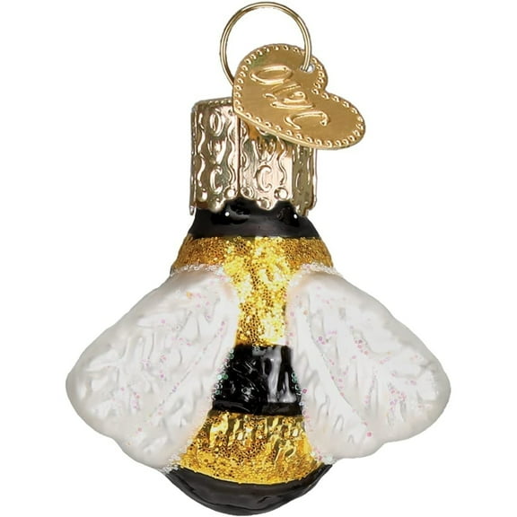 Old World Christmas Mini Glass Blown Ornament, Honey Bee, 1.5" (With OWC Gift Box)