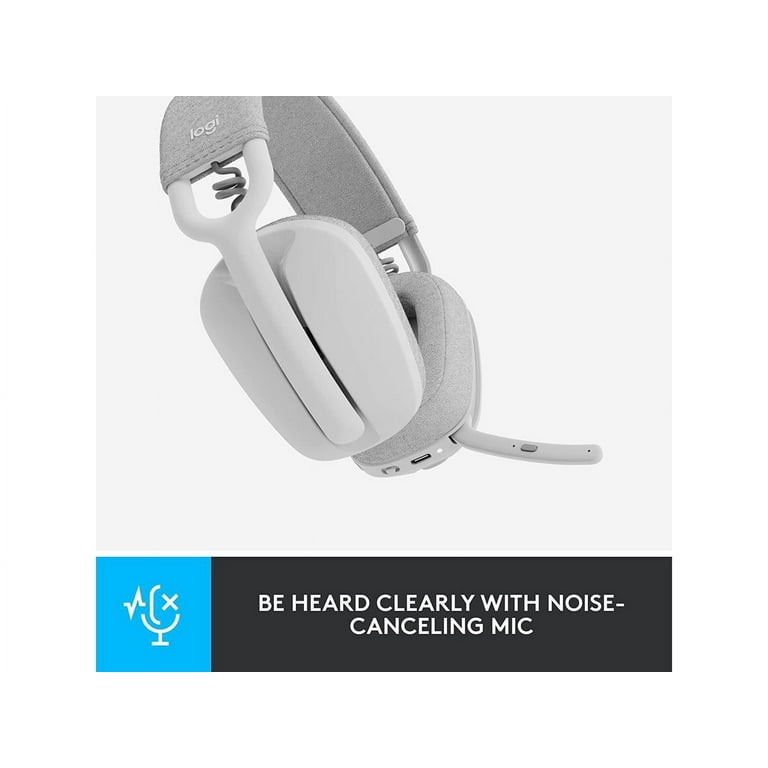 Zoom, Advanced Headphones Zone Works Off Ear Noise Mac/PC Meet, Canceling Microphone, with Bluetooth Multipoint Lightweight Over Vibe Logitech Headset, Wireless with 100 Teams, - White Google