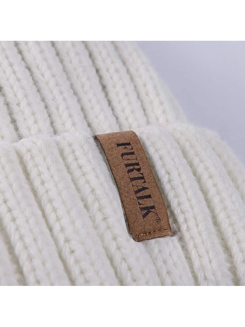 FURTALK Womens Winter Knitted Beanie Hat with Faux Fur Pom  display picture 1