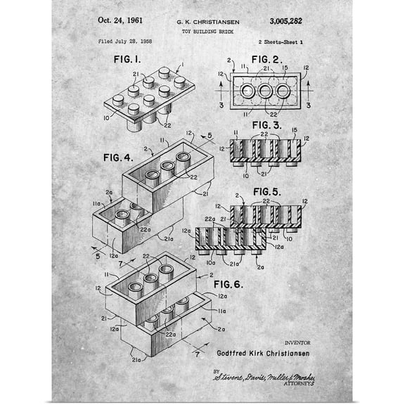 Great BIG Canvas | Rolled Cole Borders Poster Print entitled Toy Brick - Grey