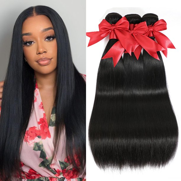 Hair Bundles LXYANOO LXYANOO Straight 12A, brasileño, 25 30 cm, 3 paquetes