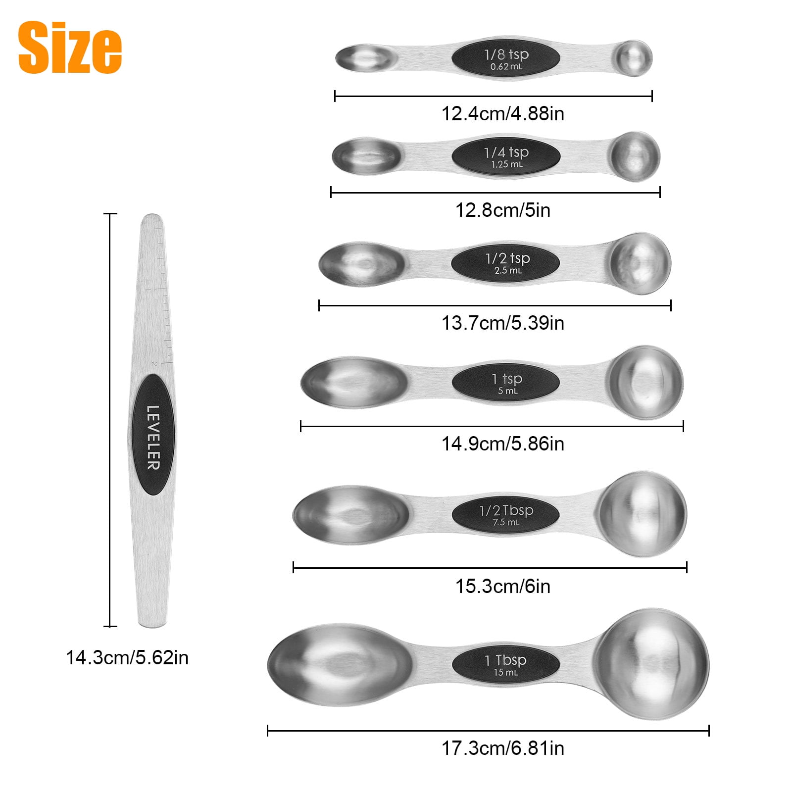 Magnetic Measuring Spoons Set of 6 Stainless Steel Dual Sided Stackable  Teaspoon for Measuring Dry and Liquid Ingredients - Yahoo Shopping