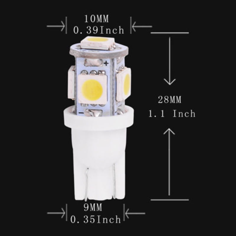 10pcs T5 Wedge Bulbs White LED For Malibu 12V AC/DC Landscape Lights 6000K 