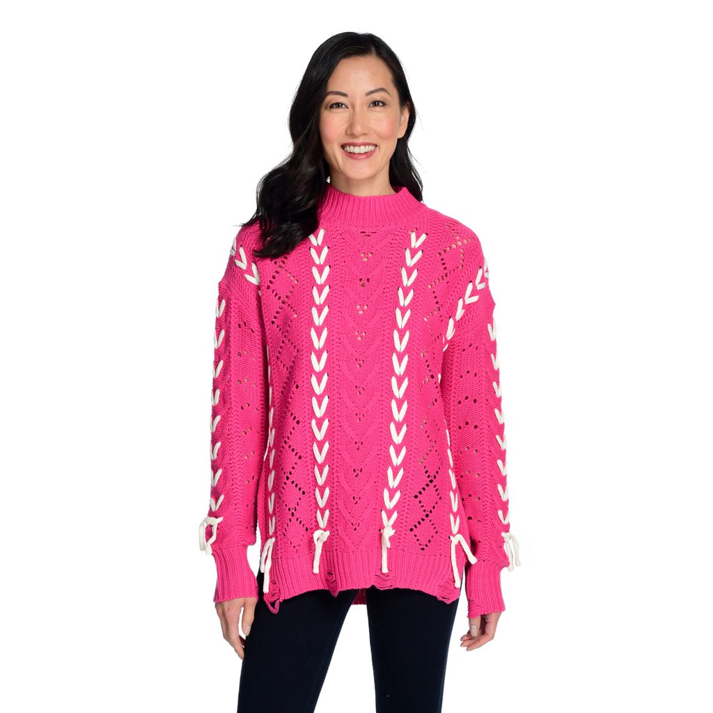 Mod x Knit Long Sleeve Mock Neck Lace 