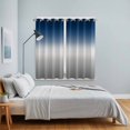 thumbnail image 4 of Navy Blue Gray Ombre Kitchen Curtains 63 Inch Length, Modern Gradient Abstract Art Grommet Top Bedroom Living Room Curtains, Light Filtering Cafe Curtain Drapes 2 Panels Set 84''x63'', 4 of 9