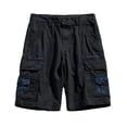 thumbnail image 2 of Pantalon Grand Homme Été Mode Extérieur Décontracté Patchwork Bouton Multi-Poches Short Sport Noir P, 2 of 4