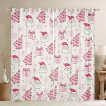 Castle Fairy Kids Santa Claus Blackout Curtains Set of 2 (52x84 Each),Winter Snowflakes Window Curtains,Christmas Tree Curtains and Drapes,Lightweight Room Decor