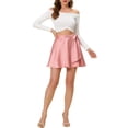 thumbnail image 2 of Allegra K Women's Wrap Skater Skirt Casual Satin Mini Skirts, 2 of 5