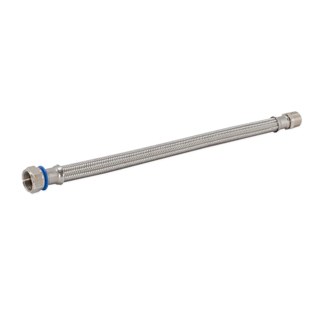 Eastman 48254 Braided Stainless Steel Water Heater Connector, 3/4 inch MIP x 3/4 inch FIP, 18 inch