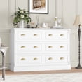 thumbnail image 2 of Homfa 6 Drawer White Double Dresser for Bedroom, Gold Handle Drawer Chest Wood Storage Cabinet for Living Room, White, 2 of 8